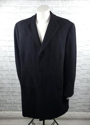 Чоловіче чорне пальто jean carriere (вовна + кашемір)