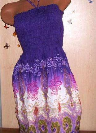 Яркий сарафан-юбка из искусственного шелка, размер универсальн...