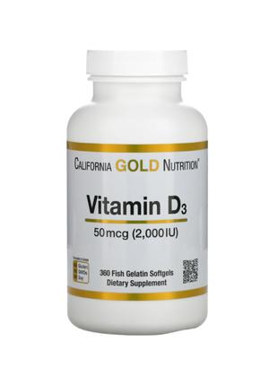 California Gold Nutrition, Витамин D3 (2000 МЕ), 360 капсул