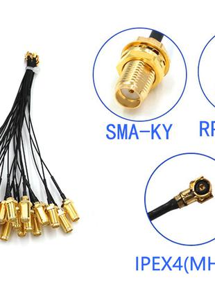 Пигтейл, ВЧ кабель 30 cм, коннектор RP-SMA на IPEX4