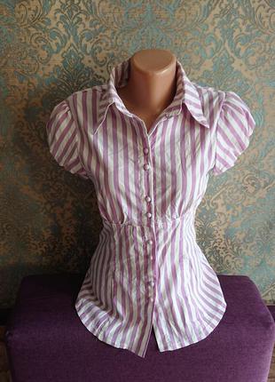 Красивая блуза блузка блузочка рубашка в полоску тенниска р.s/m/l