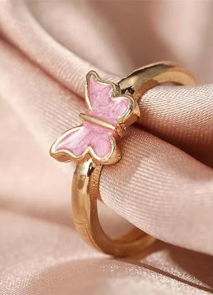 Кольцо бабочка розовая колечко с розовой бабочкой