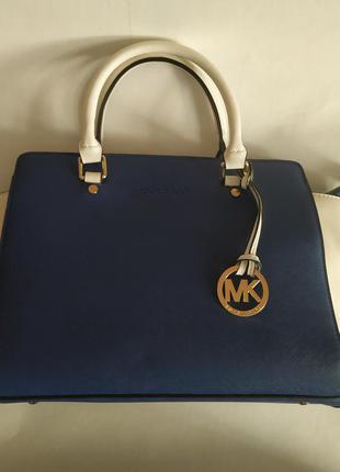 Сумка женская. michael kors. трапеция. сине-белая.