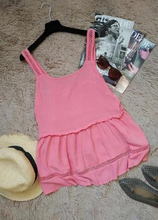 Красивая розовая блузка с воланом/блуза/кофточка/топ/майка