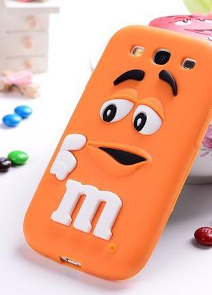Силиконовый оранжевый чехол M&M;'s на Samsung s3 и s3 duos