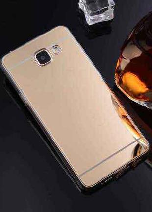 Зеркальный золотой силиконовый чехол для Samsung Galaxy A7 2016