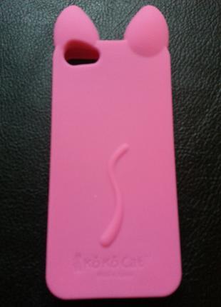 Чехол силиконовый "Розовый кот" для iPhone 5/5s