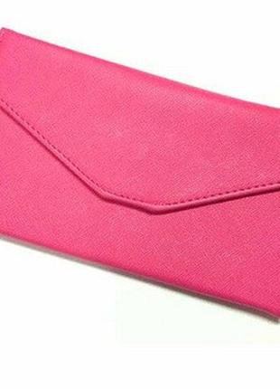 Женский ярко розовый портмоне-чехол для телефона