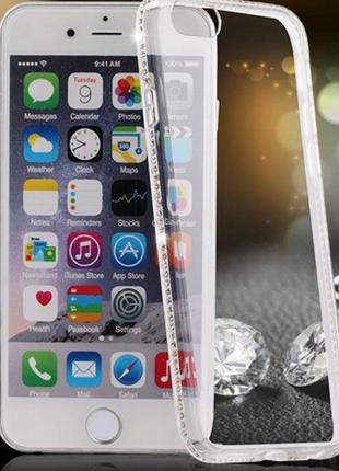 Прозрачный силиконовый чехол с камнями Сваровски для Iphone 6