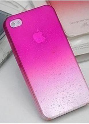 Чехол с каплями розовый для Iphone 4/4S