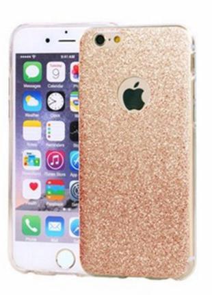 Силиконовый переливающийся чехол красное золото для Iphone 6/6S