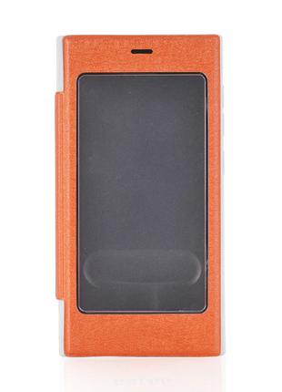 Оранжевый чехол-книжка со смотровым окошком для Xiaomi Mi3