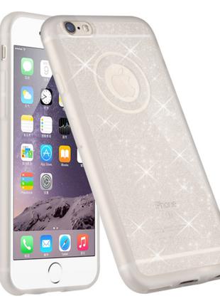Силиконовый блестящий серебренный чехол для Iphone 5/5S