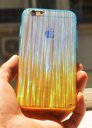 Силиконовый голубой чехол блестящий для Iphone 5/5S