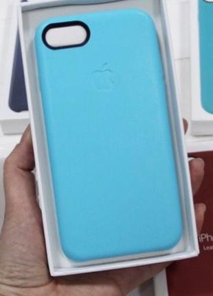 Оригинальная голубая накладка-чехол из кожи для для iPhone 7 и...