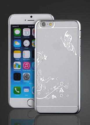 УЦЕНКА!!! Чехол SWAROVSKI Butterfly Clear Silver для Iphone 6/6s