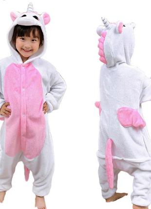Кигуруми единорог белый с розовыми крыльями пижама для детей д...
