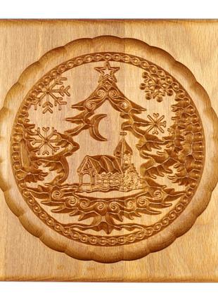 Пряничная доска деревянная Рождество размер 15*15*2см .Форма д...