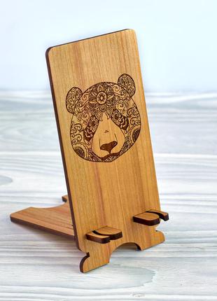 Підставка під мобільний телефон "Панда" з натурального дерева