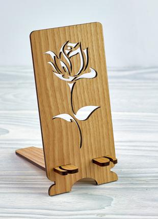 Підставка під мобільний телефон Троянда з натурального дерева