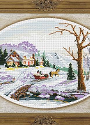 Набор для вышивки крестом Зима в деревне размер картины 50х36 см