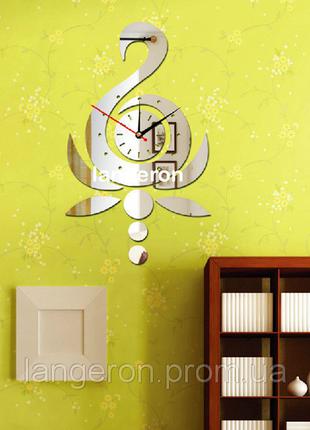Годинник настінний акриловий в формі Лебедя декор дзеркальний