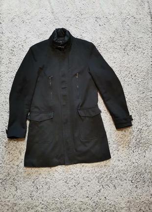Стильное черное мужское пальто zara man