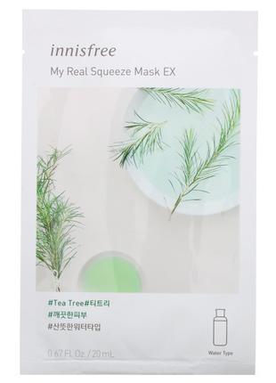 Innisfree, My Real Squeeze Beauty Mask EX, тканевая маска с ча...