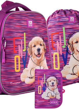 Комплект школьный рюкзак kite, пенал с собачкой, сумка для обуви