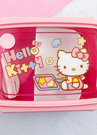 Ланч бокс детский с ложечкой Hello Kitty