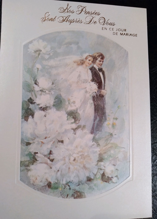 Весільна листівка з конвертом вінтажна, шовк, HALLMARK, США