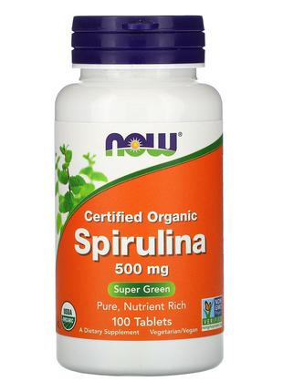 Органическая спирулина, 500 мг, 100 табл Now Foods США