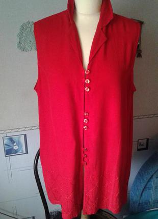 Блуза-сорочка бавовняна з вишивкою р 50 вінтаж