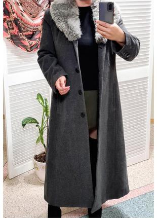 Довге пальто з хутряним коміром womans wardrobe шерсть зима