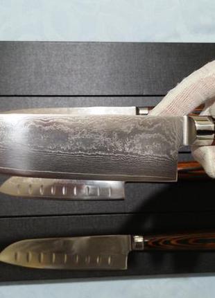 Нож Шеф Дамаск 67 слоев Япония. 61+-1 HRC (20.3 см. лезвие)
