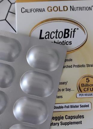LactoBif пробиотики 5 млрд КОЕ 10 капс. California Gold Nutrition