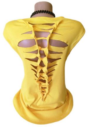 Желтая майка с рваными деталями, универсальный размер, египет