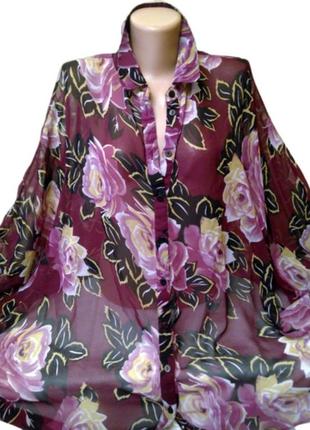 Шикарна шифонова блуза asos в квіти, великий розмір