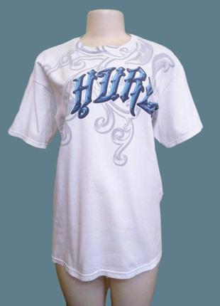 Белая хлопковая унисекс футболка hurley с коротким рукавом