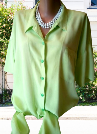 Салатовая блуза fashion point из натуральной ткани с завязкой ...