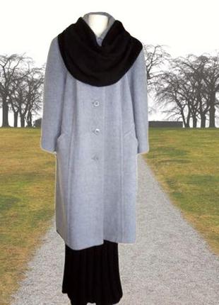 Вінтаж сіре підлозі вовняне демісезонне пальто, великий розмір