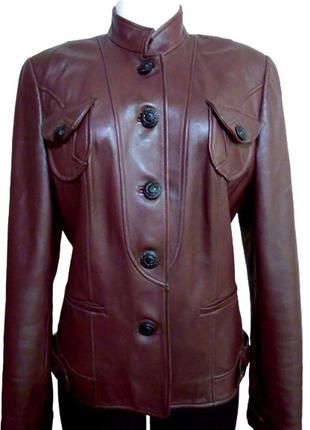 Женская кожаная винтаж куртка anglun  цвета марсала