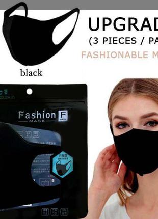 Маска защитная, многоразовая, тканевая, чёрная Fashion Mask