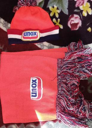 Подростковый комплект спортивный unox, шапка+шарф
