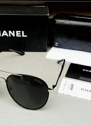 Chanel очки капли унисекс черные в металлической оправе