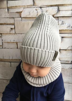 Дитячий демісезонний шапка в рубчик для хлопчика від 2 років 4...