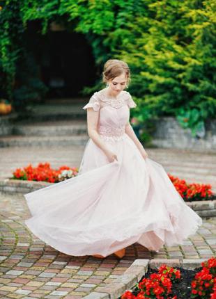 Плаття сукня випускне з фатіну рожеве пишне
