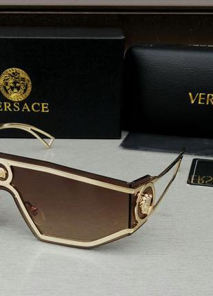 Versace очки маска женские солнцезащитные коричневые в золотой...