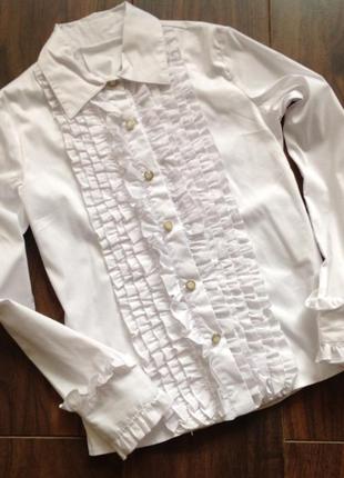 Детская белая рубашка блузка школьная для девочки блуза размер...