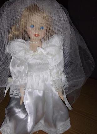 Фарфоровая кукла невеста порцелянова лялька винтаж